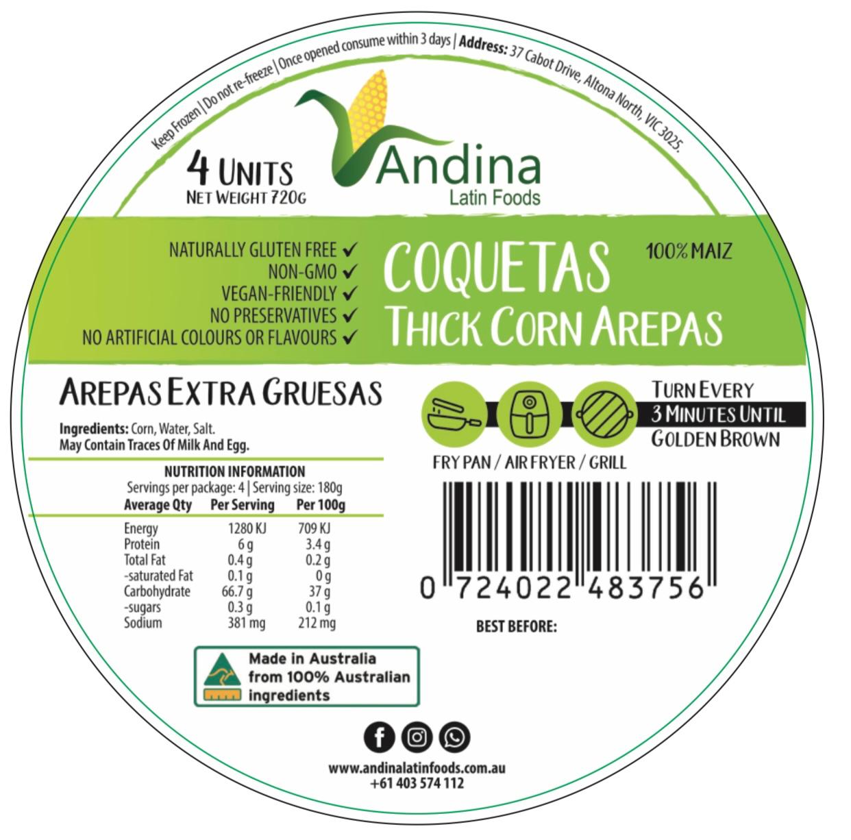Large Thick White Corn Arepas (720g) - COQUETAS image 0