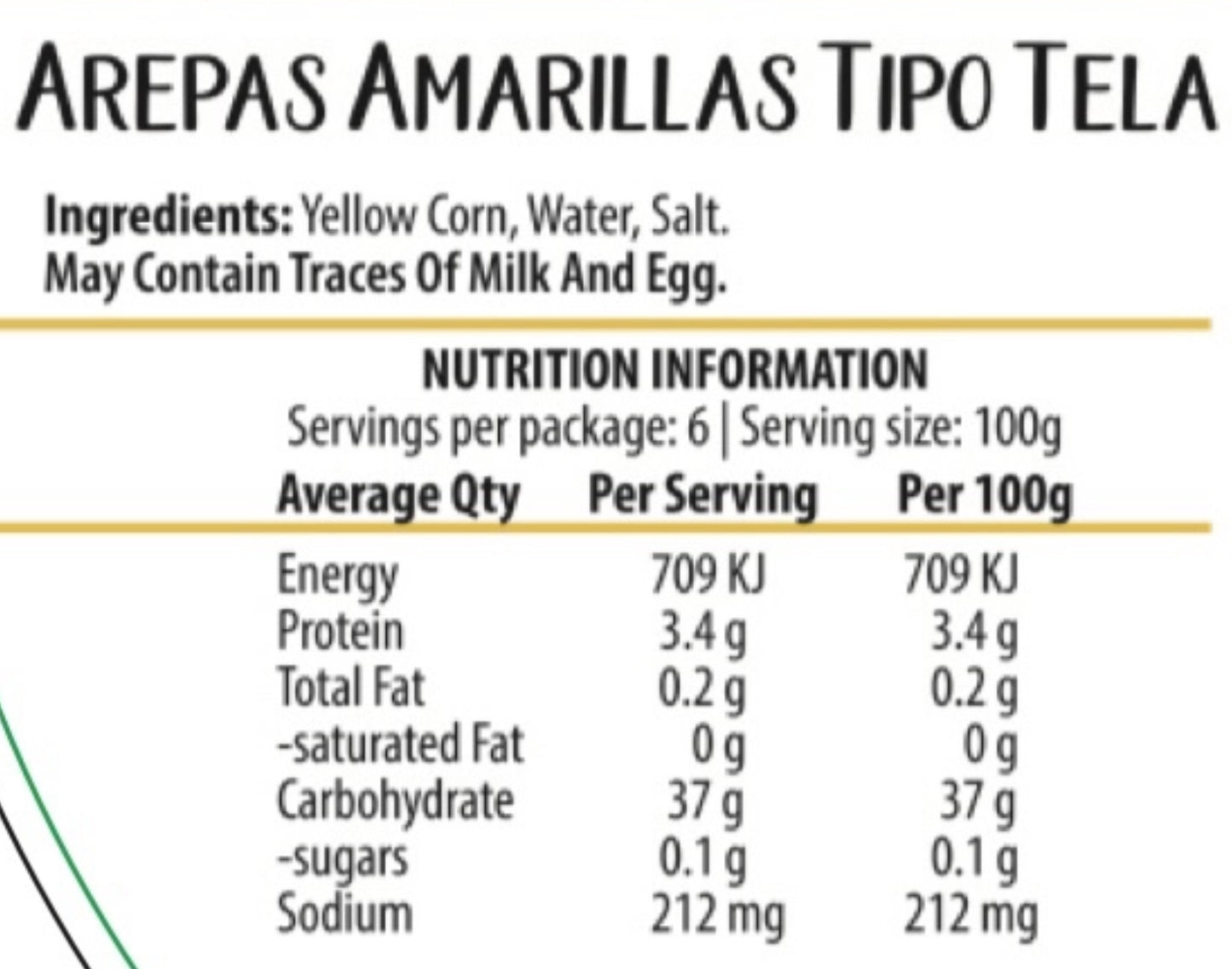 Arepa Grande de Maíz Amarillo (600g) - DORADAS