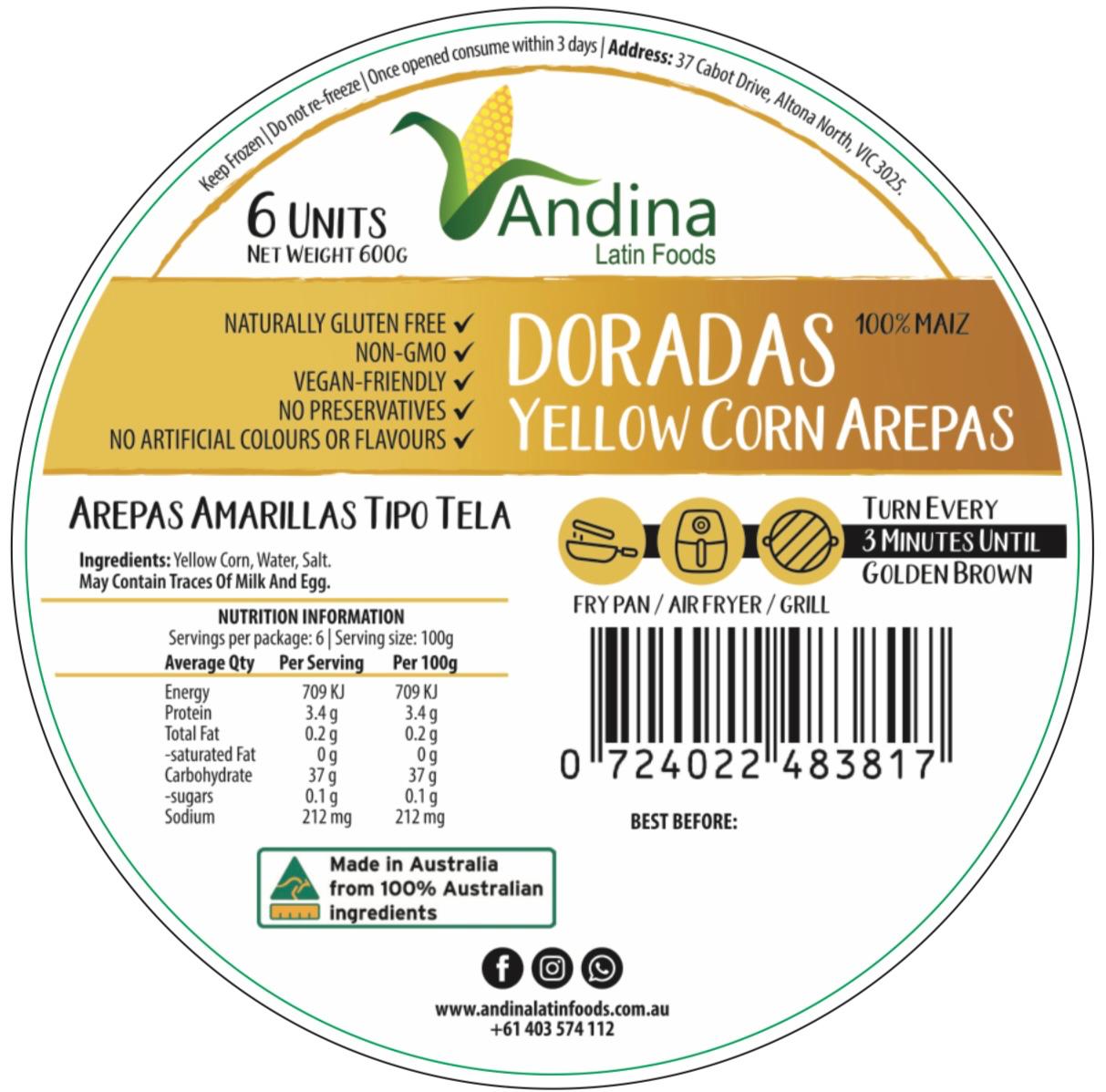 Large Yellow Corn Arepa (600g) - DORADAS image 0