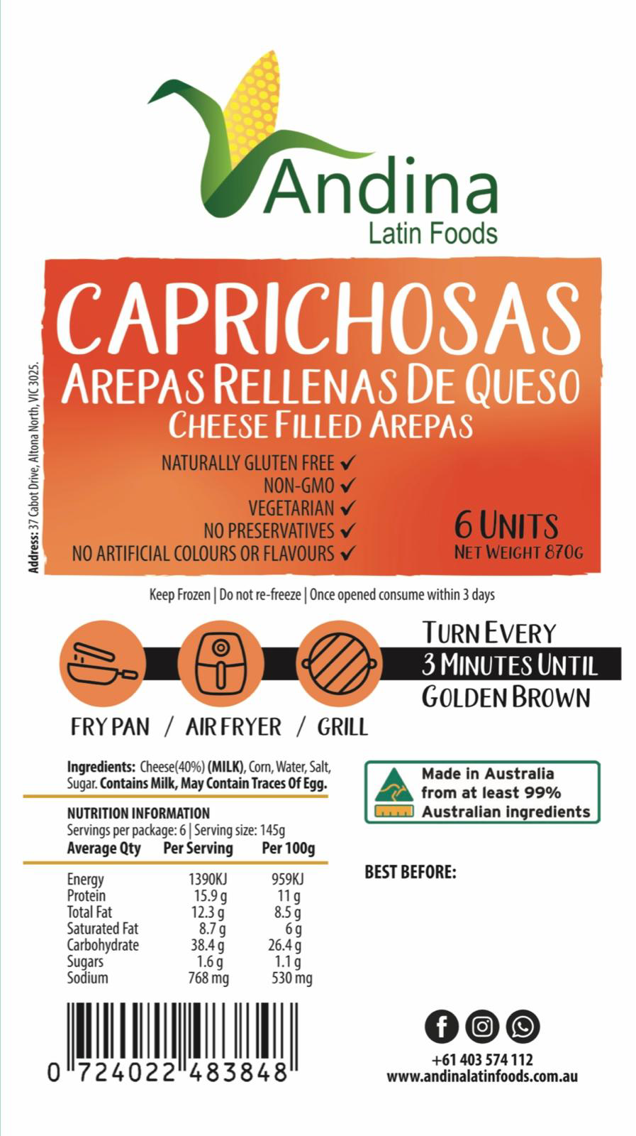 Cheese Filled Arepas (870g) - CAPRICHOSAS