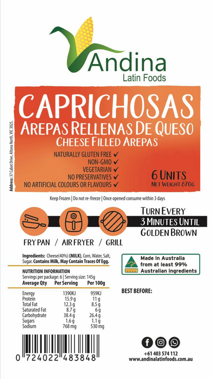 Arepas Rellenas de Queso (870g) - CAPRICHOSAS