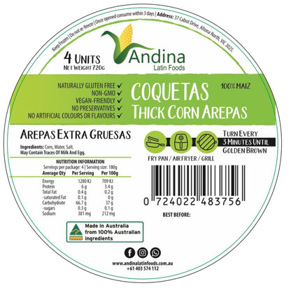 Large Thick White Corn Arepas (720g) - COQUETAS image 0
