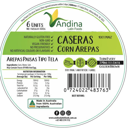 Large White Corn Arepa (600g) - CASERAS image 0