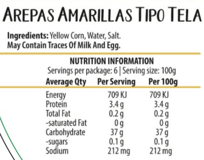 Arepa Grande de Maíz Amarillo (600g) - DORADAS