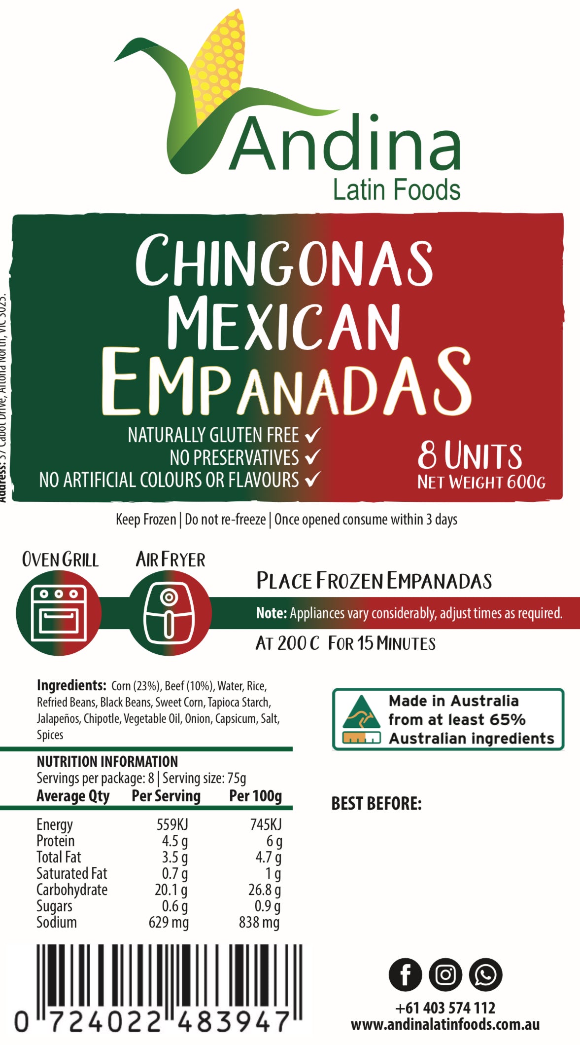 Mexican Empanadas (600g)