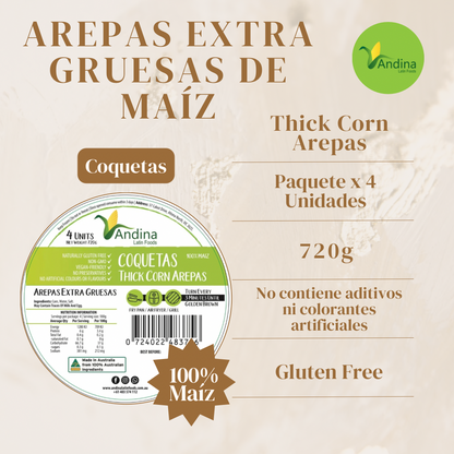 Large Thick White Corn Arepas (720g) - COQUETAS