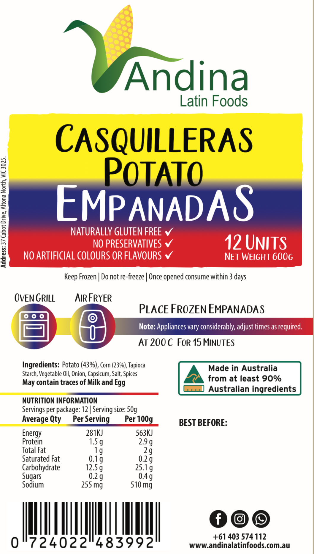 Mini Potato Empanadas 600 g (CASQUILLERAS)