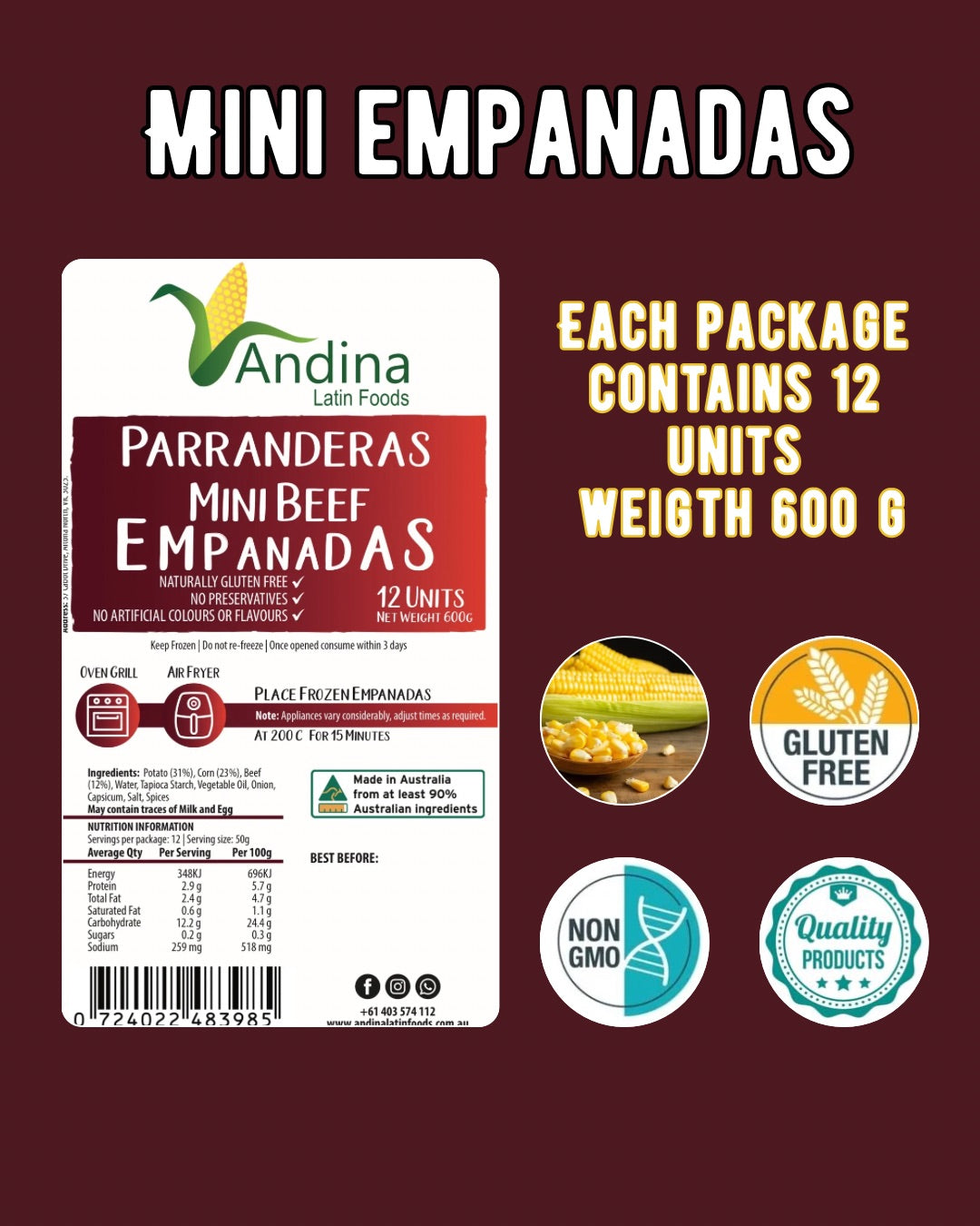 Mini Beef Empanadas 600 g (PARRANDERAS)