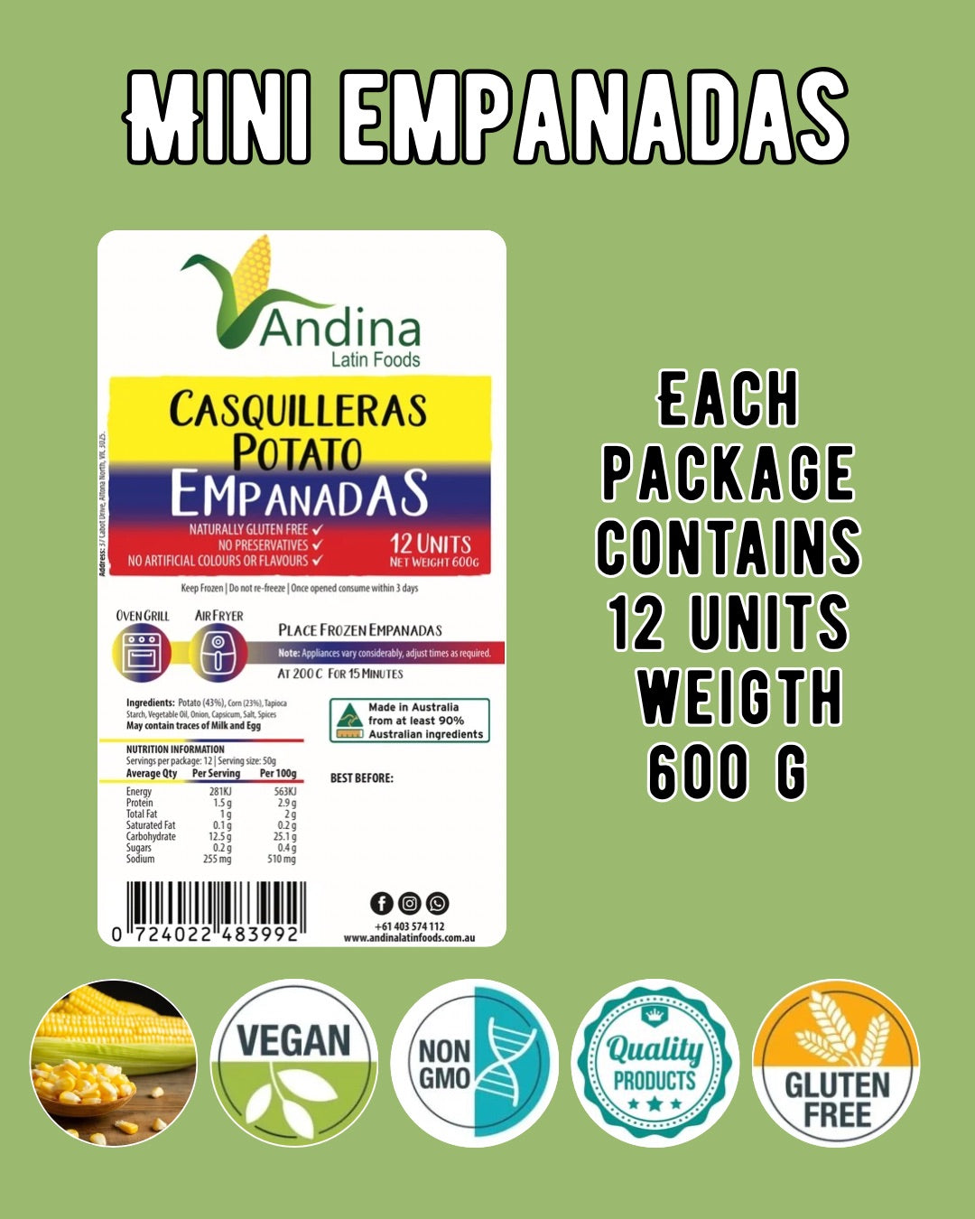 Mini Potato Empanadas 600 g (CASQUILLERAS)