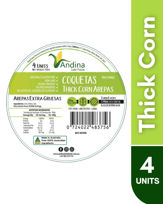 Large Thick White Corn Arepas (720g) - COQUETAS