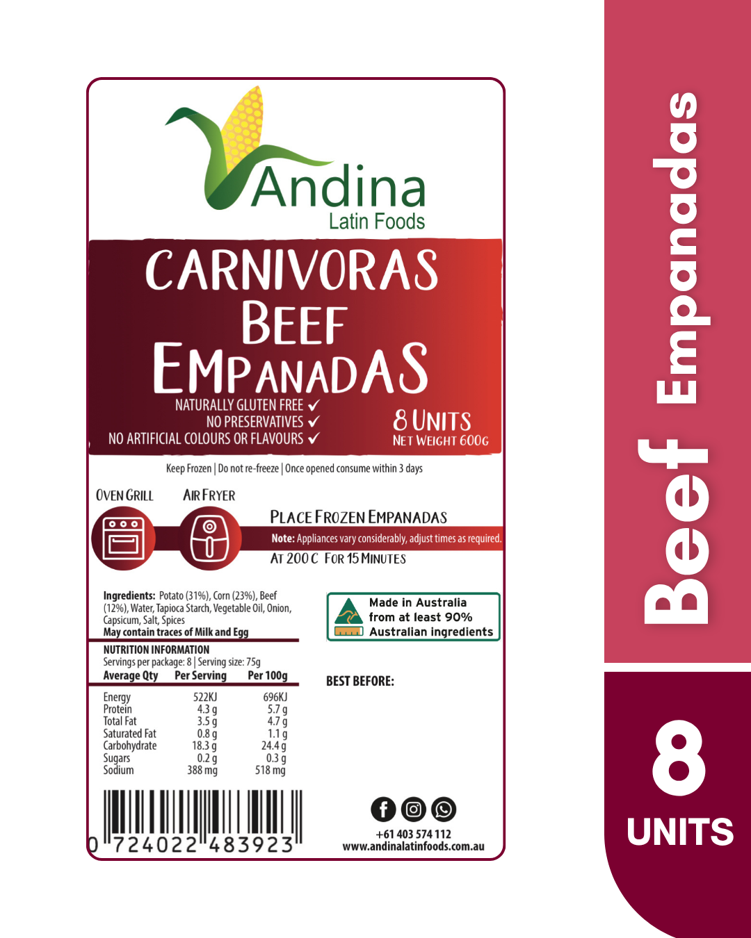 Beef Empanadas 600g (CARNIVORAS)