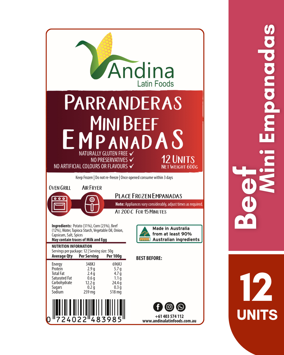 Mini Beef Empanadas 600 g (PARRANDERAS)