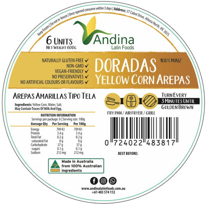 Large Yellow Corn Arepa (600g) - DORADAS image 0